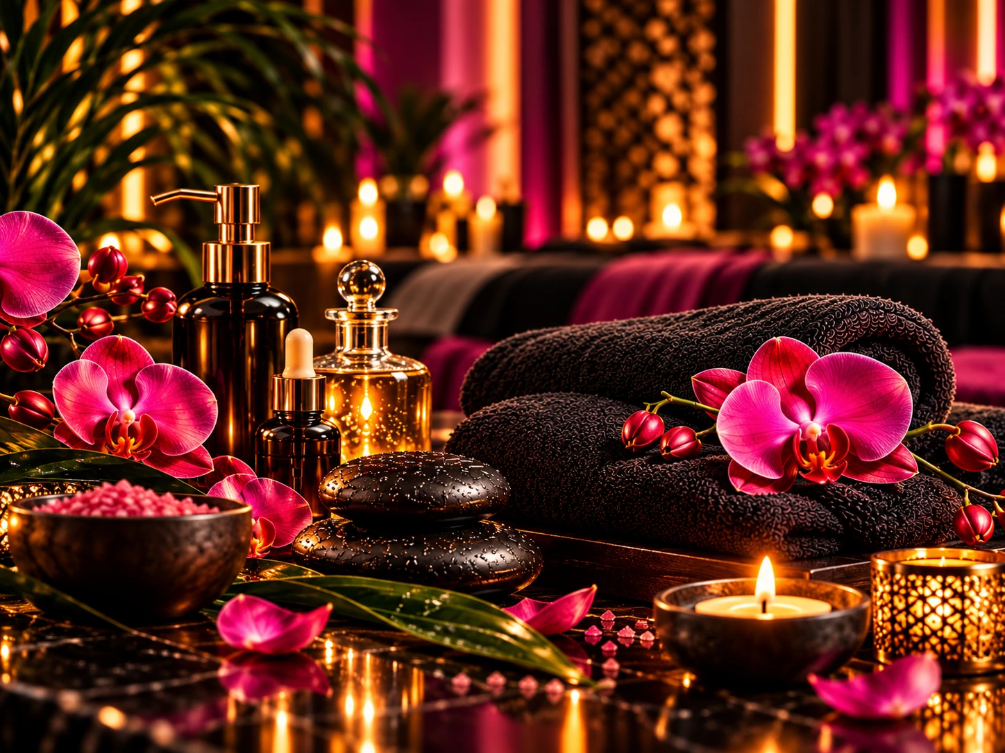 Spa towels and calm wellness detail